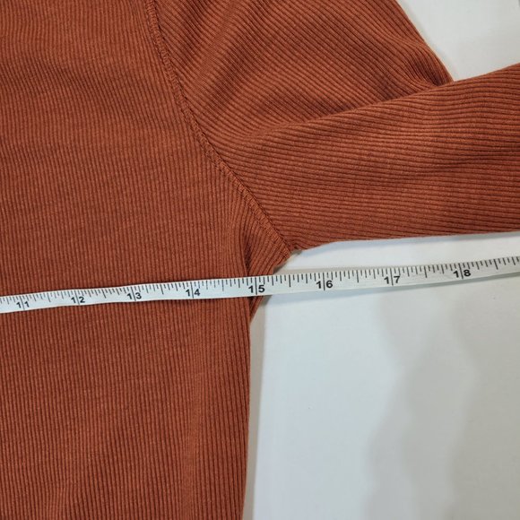 Free People Turtle Neck Women's Bodysuit Orange - Size Large - Picture 3 of 5